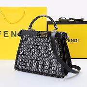 FENDI PEEKABOO ISEEU MEDIUM BLACK BRAIDED LEATHER 8BN321 SIZE 33 CM - 2