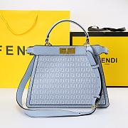 FENDI PEEKABOO ISEEU MEDIUM LIGHT BLUE BRAIDED LEATHER 8BN321 SIZE 33 CM - 1