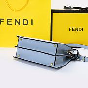 FENDI PEEKABOO ISEEU MEDIUM LIGHT BLUE BRAIDED LEATHER 8BN321 SIZE 33 CM - 6