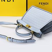 FENDI PEEKABOO ISEEU MEDIUM LIGHT BLUE BRAIDED LEATHER 8BN321 SIZE 33 CM - 4