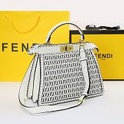 FENDI PEEKABOO ISEEU MEDIUM WHITE BRAIDED LEATHER 8BN321 SIZE 33 CM - 5