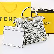 FENDI PEEKABOO ISEEU MEDIUM WHITE BRAIDED LEATHER 8BN321 SIZE 33 CM - 3