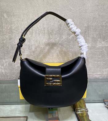 FENDI CROISSANT BLACK LEATHER 8BR790 SIZE 29 x 22 x 3 CM