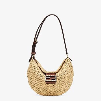 FENDI CROISSANT WOVEN STRAW 8BR790 SIZE 29 x 22 x 3 CM