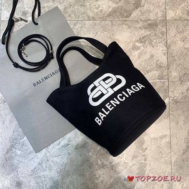 BALENCIAGA WAVE MEDIUM TOTE BAG BLACK 599332 SIZE 29 x 28.5 x 23 CM - 1