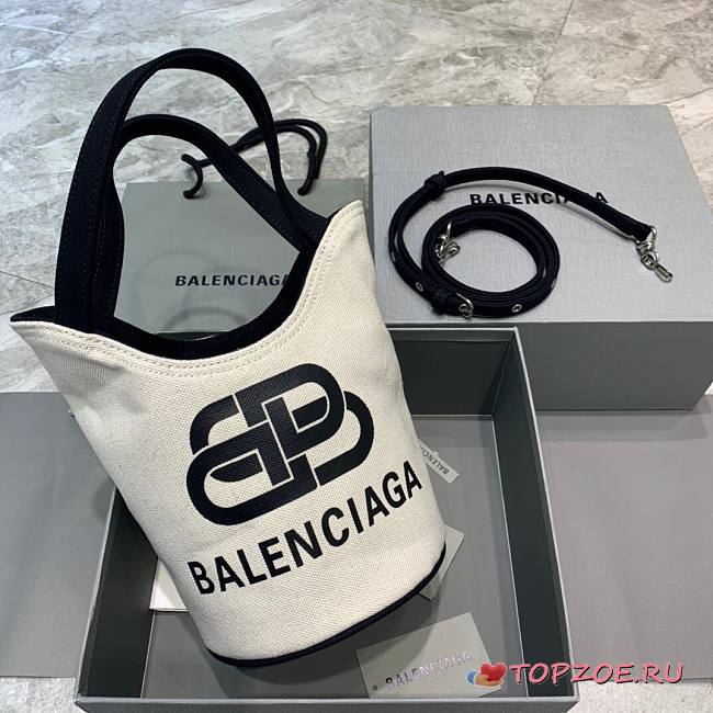 BALENCIAGA WAVE SMALL TOTE BAG WHITE 599332 SIZE 23 x 21 x 15.5 CM - 1