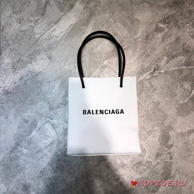 BALENCIAGA SHOPPING XXS TOTE BAG WHITE 597858 SIZE 19 x 8 x 21.5 CM - 1