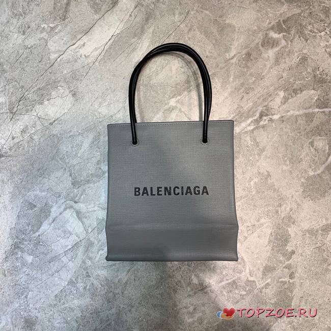 BALENCIAGA SHOPPING XXS TOTE BAG GRAY 597858 SIZE 19 x 8 x 21.5 CM - 1
