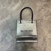 BALENCIAGA SHOPPING XXS TOTE BAG SILVER 597858 SIZE 19 x 8 x 21.5 CM - 1