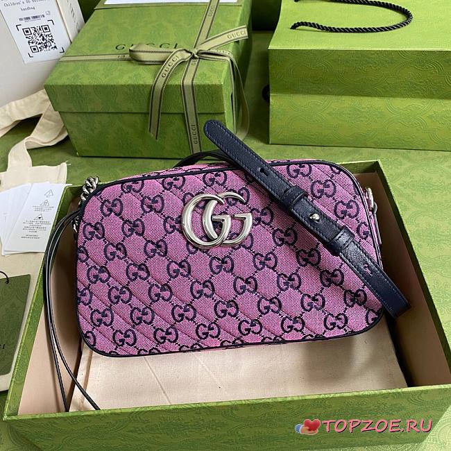 GUCCI GG MARMONT PINK CANVAS SMALL SHOULDER BAG 447632 SIZE 24 x 12 x 7 CM - 1