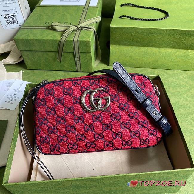 GUCCI GG MARMONT RED CANVAS SMALL SHOULDER BAG 447632 SIZE 24 x 12 x 7 CM - 1