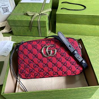 GUCCI GG MARMONT RED CANVAS SMALL SHOULDER BAG 447632 SIZE 24 x 12 x 7 CM