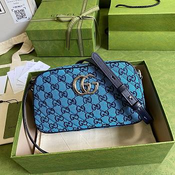 GUCCI GG MARMONT BLUE CANVAS SMALL SHOULDER BAG 447632 SIZE 24 x 12 x 7 CM