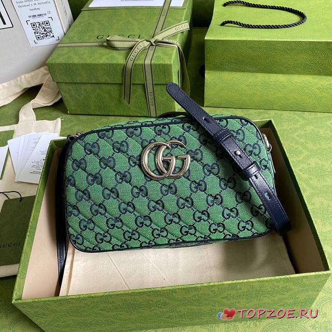 GUCCI GG MARMONT GREEN CANVAS SMALL SHOULDER BAG 447632 SIZE 24 x 12 x 7 CM - 1