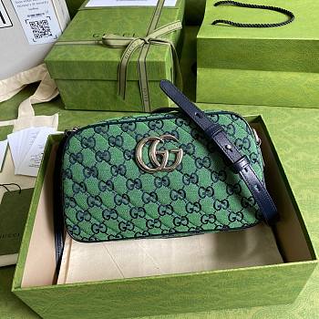 GUCCI GG MARMONT GREEN CANVAS SMALL SHOULDER BAG 447632 SIZE 24 x 12 x 7 CM