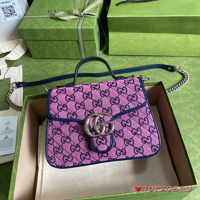 GUCCI GG MARMONT PINK MINI TOP HANDLE BAG 583571 SIZE 20 CM - 1