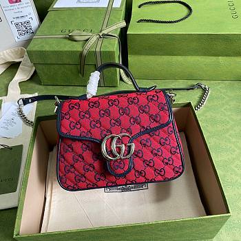GUCCI GG MARMONT RED MINI TOP HANDLE BAG 583571 SIZE 20 CM