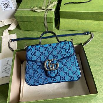 GUCCI GG MARMONT BLUE MINI TOP HANDLE BAG 583571 SIZE 20 CM