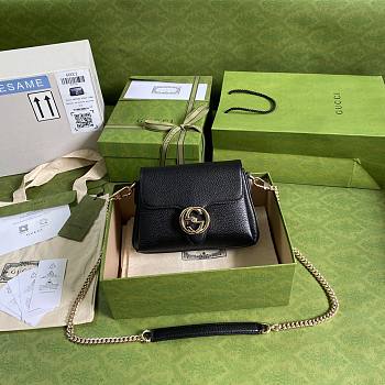 GUCCI SMALL INTERLOCKING G BLACK SHOULDER BAG 607720 SIZE 22 CM