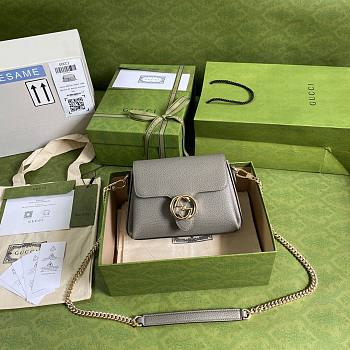 GUCCI SMALL INTERLOCKING G GRAY SHOULDER BAG 607720 SIZE 22 CM