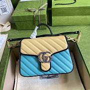 GUCCI GG MARMONT BUTTER & PASTEL BLUE MINI TOP HANDLE BAG 583571 SIZE 20 CM - 1