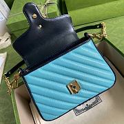 GUCCI GG MARMONT BUTTER & PASTEL BLUE MINI TOP HANDLE BAG 583571 SIZE 20 CM - 6