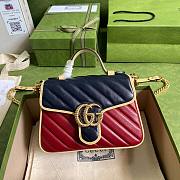 GUCCI GG MARMONT BLUE & RED MINI TOP HANDLE BAG 583571 SIZE 20 CM - 1