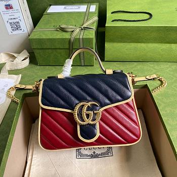 GUCCI GG MARMONT BLUE & RED MINI TOP HANDLE BAG 583571 SIZE 20 CM