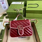 GUCCI GG MARMONT RED LEATHER MINI TOP HANDLE BAG 583571 SIZE 20 CM - 1