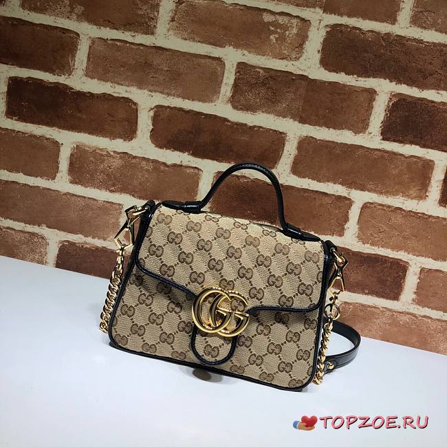 GUCCI GG MARMONT BEIGE MINI TOP HANDLE BAG 583571 SIZE 20 CM - 1