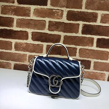 GUCCI GG MARMONT BLUE LEATHER MINI TOP HANDLE BAG 583571 SIZE 20 CM