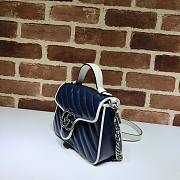 GUCCI GG MARMONT BLUE LEATHER MINI TOP HANDLE BAG 583571 SIZE 20 CM - 2