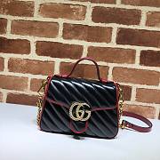 GUCCI GG MARMONT BLACK LEATHER MINI TOP HANDLE BAG 583571 SIZE 20 CM - 1