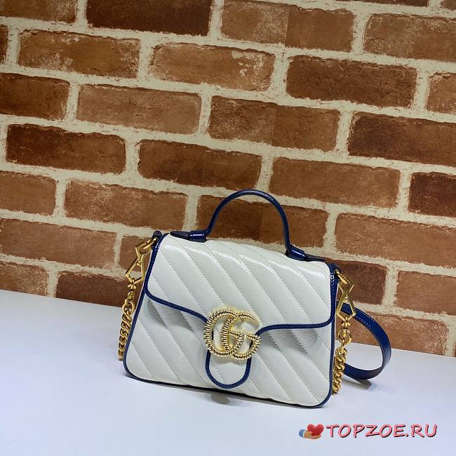GUCCI GG MARMONT WHITE LEATHER MINI TOP HANDLE BAG 583571 SIZE 20 CM - 1