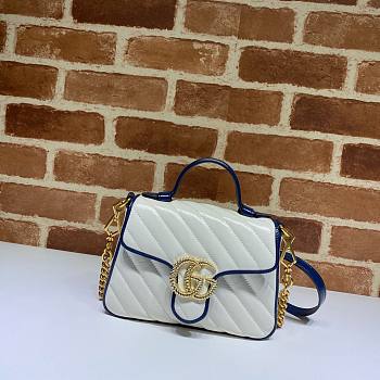 GUCCI GG MARMONT WHITE LEATHER MINI TOP HANDLE BAG 583571 SIZE 20 CM