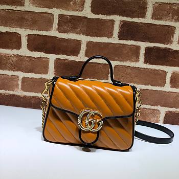GUCCI GG MARMONT BROWN LEATHER MINI TOP HANDLE BAG 583571 SIZE 20 CM