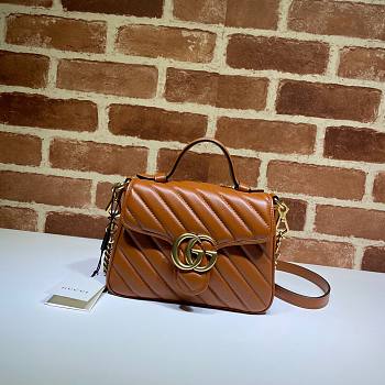 GUCCI GG MARMONT FULL BROWN MINI TOP HANDLE BAG 583571 SIZE 20 CM