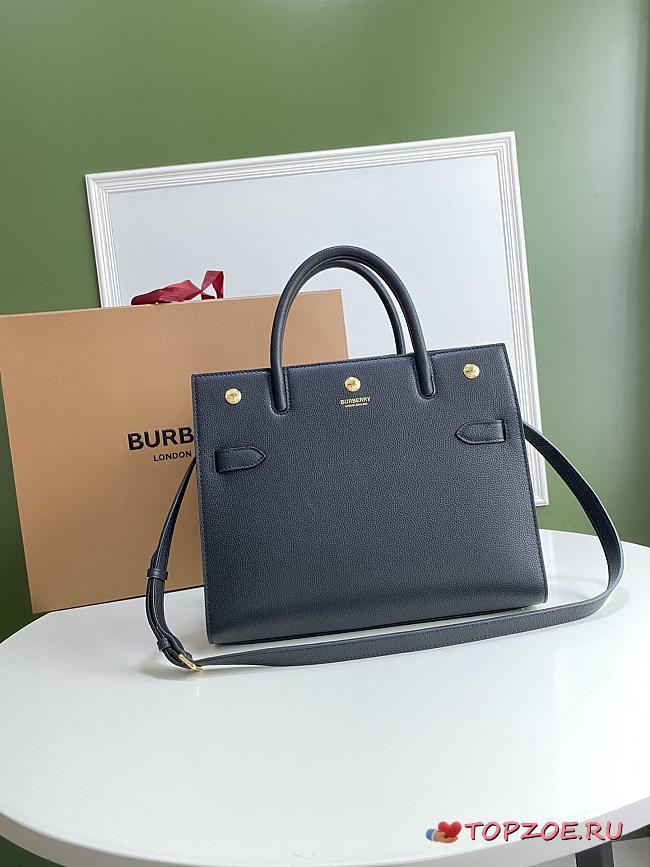 BURBERRY SMALL LEATHER TWO-HANDLE TITLE BAG BLACK 80246871 SIZE 34 CM - 1