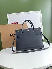 BURBERRY SMALL LEATHER TWO-HANDLE TITLE BAG BLACK 80246871 SIZE 34 CM - 1
