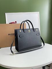 BURBERRY SMALL LEATHER TWO-HANDLE TITLE BAG BLACK 80246871 SIZE 34 CM - 5