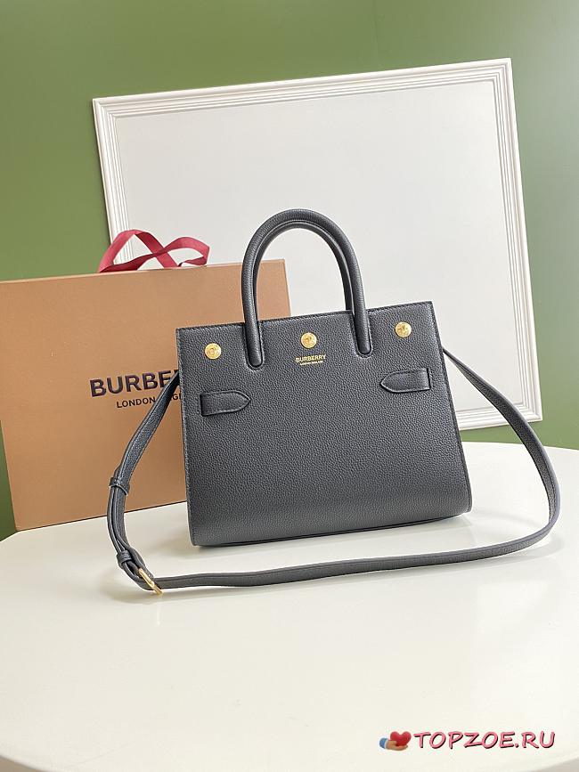 BURBERRY MINI LEATHER TWO-HANDLE TITLE BAG BLACK 80254721 SIZE 26 CM - 1