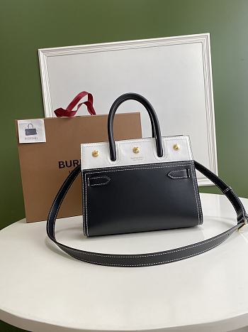BURBERRY MINI TWO-HANDLE TITLE BAG BLACK & WHITE 80254721 SIZE 26 CM