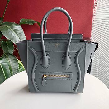 CELINE MICRO LUGGAGE HANDBAG GRAY GRAIN LEATHER 189793 SIZE 27 CM