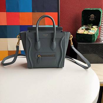  CELINE NANO LUGGAGE HANDBAG GRAY GRAIN LEATHER 189243 SIZE 20 CM