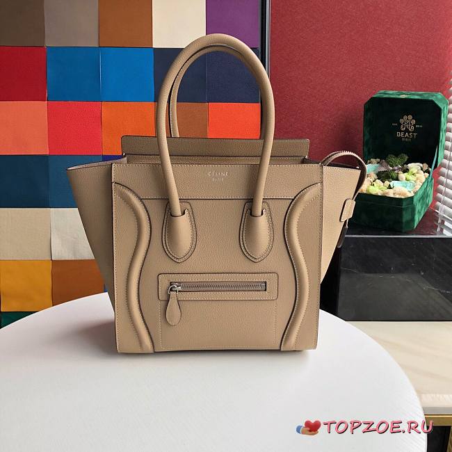 CELINE MICRO LUGGAGE HANDBAG BEIGE GRAIN LEATHER 189793 SIZE 27 CM - 1