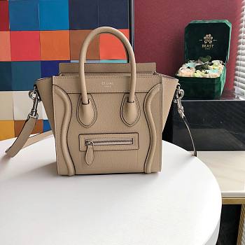 CELINE NANO LUGGAGE HANDBAG BEIGE GRAIN LEATHER 189243 SIZE 20 CM