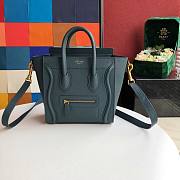 CELINE NANO LUGGAGE HANDBAG PRUSSIAN BLUE GRAIN LEATHER 189243 SIZE 20 CM - 1