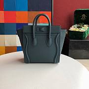CELINE NANO LUGGAGE HANDBAG PRUSSIAN BLUE GRAIN LEATHER 189243 SIZE 20 CM - 6