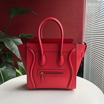 CELINE MICRO LUGGAGE HANDBAG RED GRAIN LEATHER 189793 SIZE 27 CM
