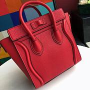 CELINE NANO LUGGAGE HANDBAG RED GRAIN LEATHER 189243 SIZE 20 CM - 6